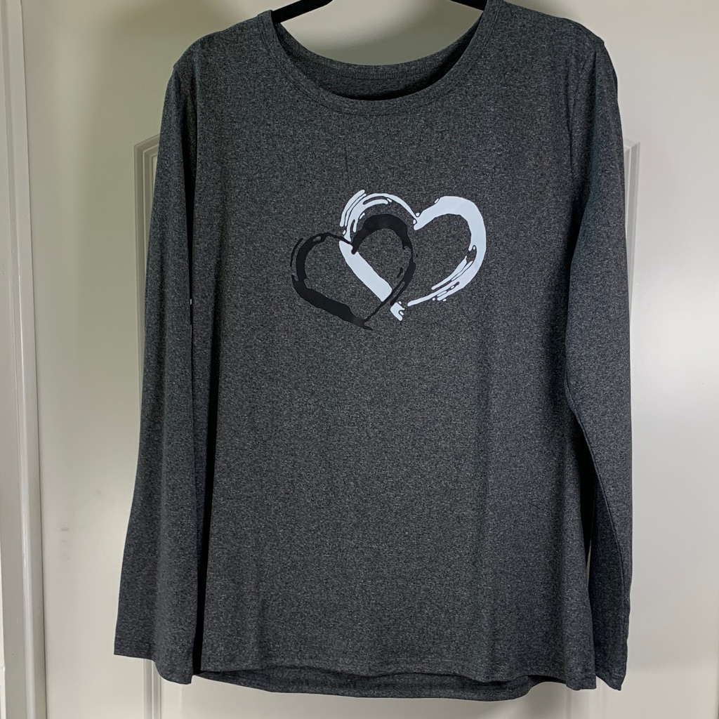 Women’s Casual Long Sleeve Crew Neck Dark Gray Shirt Size Xl